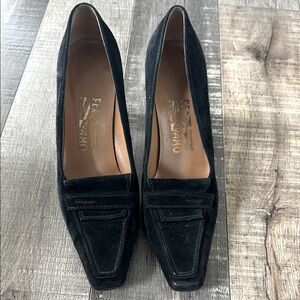 Ferragamo black suede heels size 7